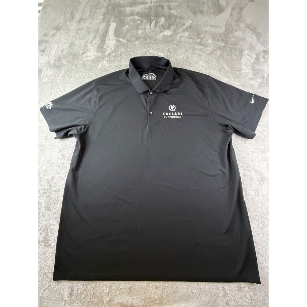 Nike Golf Polo Mens 2XL Black Caesars Superdome Dri-Fit Short Sleeve